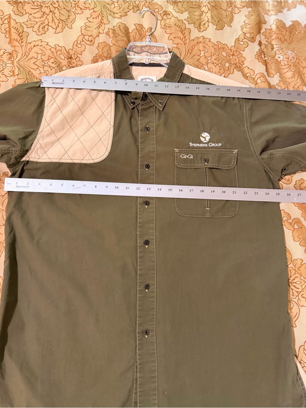GameGuard Short Sleeve Padded Recoil Shooting Shirt, Button, Olive & Tan, Sz XL - Picture 12 of 13